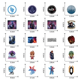 130 PCS Mass Effect Stickers Game Aesthetic Waterproof Vinyl Sticker for Water Bottle Laptop Phone Scrapbooking Journaling for Adults Teens Kids for Party Supply Favor Decor