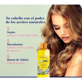 ACEITE PARA CABELLO 3 EN 1 con extractos oleosos de Argán, Macadamia y Monoí de Tahiti (OLEO) Terramar 195 ml