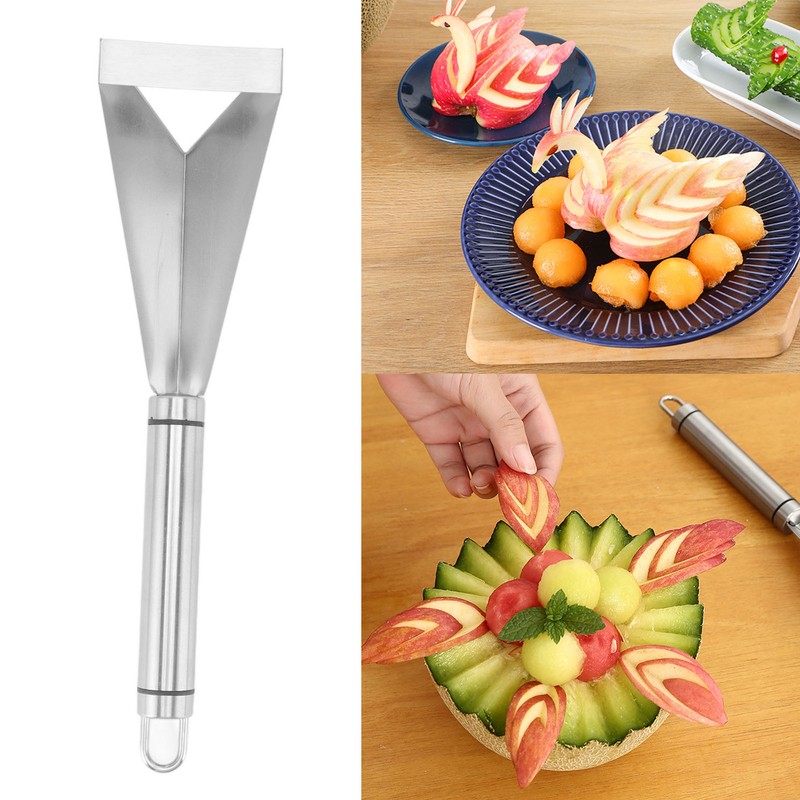 Fruit Vegetable Carving Knife Stainless Steel Triangular Shape Channel Knife