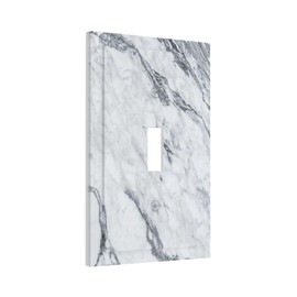 Luxury Marble Grey White Gray Ombre Abstract Decorative Single Toggle Device Decorator Outlet Light Switch Wall Plate Cover Modern Crack Granite Marbled Printing 1-Gang Electrical Faceplate Cover