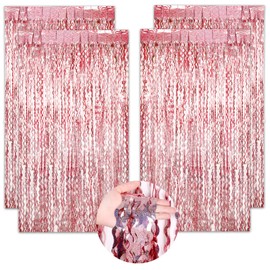 LongHoneySong Pack of 4 Tinsel Curtain Glitter Curtain Tinsel Glitter Curtain Birthday Party Curtain Photo Curtain Birthday Decoration Party Glitter Birthday Decoration Party Decoration (1 m x 2 m)