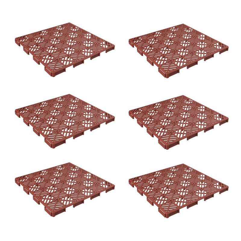 Pure Garden Deck Tiles - 6-Pack Pavers - Polypropylene Interlocking