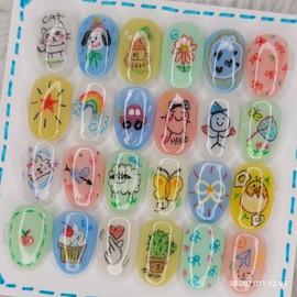 Colored pencil nails PICK & MIX Handmade nail tips. Pedi tips - Oval S / 색연필네일 PICK & MIX 수제네일팁.페디팁 - 오벌S