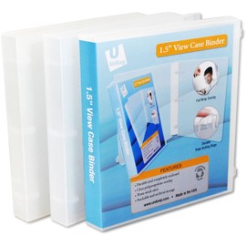 UniKeep 3 Ring View Binder - Binder Case is Fully Enclosed - Available in White, Clear, or Black and in Various Spine Widths (Pack of 3, Clear, 1.5 Inch)