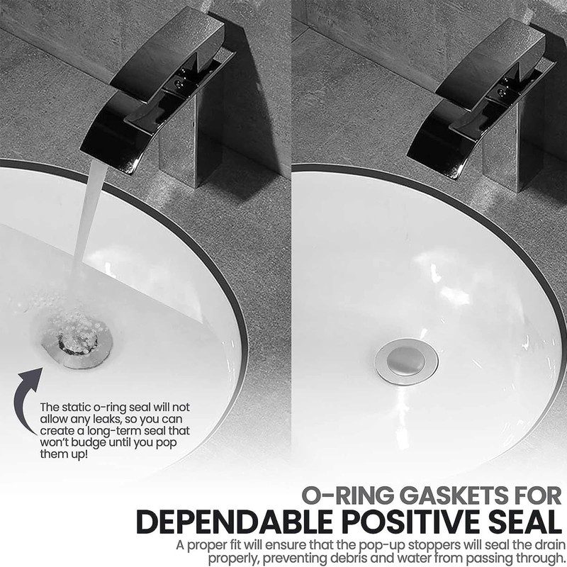 (4-Pack) Bathroom Sink Pop-Up Stoppers - Plastic Pop-Up Stoppers with