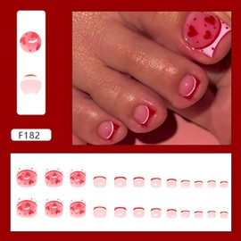 FIEONCIY Press on Toenails with Designs Acrylic Fake Nails for Toe Artificial False Nails with Charms Glue on Toe for Spring Summer Stick on Toenails for Women Girls(F182)