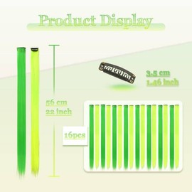 Sofeiyan Coloured Hair Extensions Party Highlights 56 cm Colourful Straight Hair Extensions 16 Pieces Long Hair Pieces Multicoloured Clip in Hair Accessories for Women Girls Children Party Costumes,