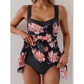 Aidonger One Piece Swim Dress for Women Tummy Control Swimsuits Cross Front Wide Straps Swimdress Bathing Suit