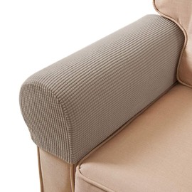 ESRISE Armrest Chair Covers, Stretch Armchair Couch Arm Rest Cover Anti-Slip Spandex Polyester Sofa Chair Arm Caps Slipcovers for Furniture Protector, Set of 2 (Sand)