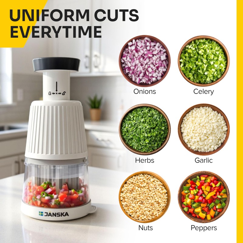 UltraChop Push Food & Vegetable Chopper, Heavy-Duty Stainless Steel Blades,