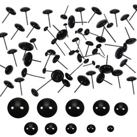 Toaob 100 pieces 3 mm to 12 mm black glass eye with alloy pin for puppet puppet