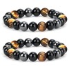 Zoonvii Pack of 2 Tiger's Eye Bracelet, Black Tourmaline Stone