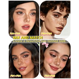 Berinist 4 Color Faux Freckle Stamp Pen Kit, Upgrade Dual Ended 2-in-1 Waterproof Fake Freckle Pen with Multi-Prong Freckles Stamp Head for Women to Easily Create Natural Long-Lasting Sunkissed Makeup