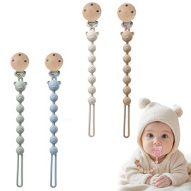 4 Piezas Porta Chupones Para Bebe, Porta Chupon Para Bebe, Diseño De Silicona Suave, Sujetador De Chupon Para Bebe Para Ideal Para Uso Diario y Al Salir, Verde Claro, Azul Claro, Beige, Marrón Claro