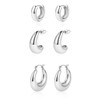 Kyerlyn 3 Pairs Silver Hoop Earrings for Women Twisted Chunky