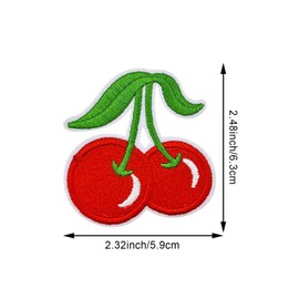 20PCS Cherry Iron on Patches, Cute Embroidered Red Cherry Patches for Women