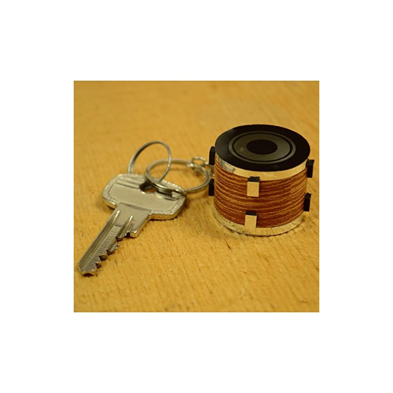 FTWDesign Snare Drum Wood Effect Keyring, light brown