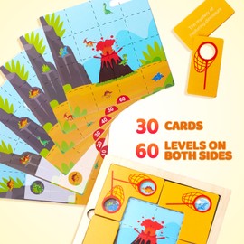 Wooden Jigsaw Puzzle, Mystery of Capture Dinosaurs Game, Montessori Educational Toy, Development of Children's Observation and Logical Thinking, Suitable for Boys and Girls 3 Years and Up