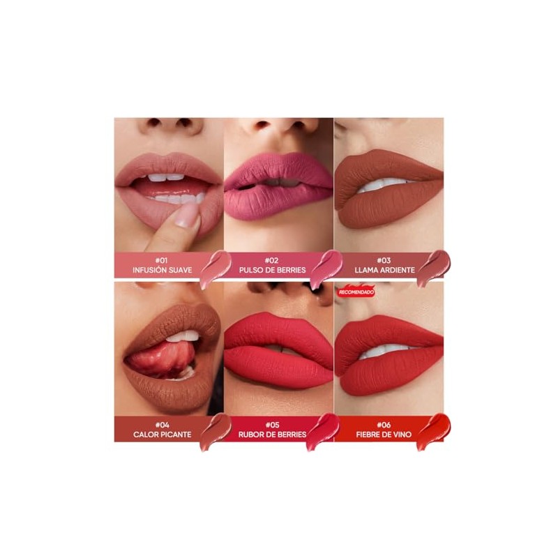 Lip Tint con Cadena, Tinta para labios, Acabado Mate, 24H