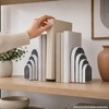 Modern Striped Arch Bookends Set of 2 Resin Black White