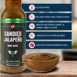 PS Seasoning Candied Jalapeno Wing Sauce - Hot Wing Sauce with Jalapeno, Sugar, Vinegar - All Purpose Jalapeno Sauce for Chicken, Salmon, Tenderloin and more