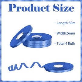 POPOYU Pack of 4 Navy Blue Ribbon for Balloons, 5 mm x 50 m Polyester Satin Ribbon, Gift Ribbon, Fabric Ribbon, Silk Ribbons for DIY Art, DIY Crafts, 200 m Dark Blue Ribbon for Balloons