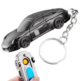 Electric Lighter, Mute USB Rechargeable Lighter with Keychain, Protable Windproof Flameless Thickened Tungsten Wire Ignition Plasma Electronic Lighter with Charging Cable for Outdoor Indoor (Black)
