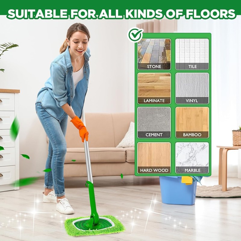 Reusable Microfiber Mop Pads Washable Wet Pads Compatible with Swiffer