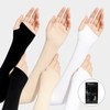 Functional Cooling Arm Sleeves with Hand Cover for UV Protection - Ideal for Golf, Driving, Cycling & Hiking Running Black 10ea