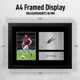 HWC Trading Ezri Konsa Aston Villa Gifts Printed Signed Autograph Picture for Football Fans and Supporters - A4 Framed
