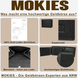 MOKIES Premium Leather Wallet for Men – Extra Sturdy Double Stitching – Landscape Format with 9 Compartments – RFID – Wallet for Men – Wallet Wallet, 1. Black, Elegant