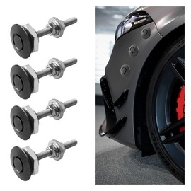 4PCS Universal Aluminum Vehicle Hood Pins, Quick Release Lock Latch Bumper License Plate Lock Clip Kit, Bumper Hood Push Button Bonnet, Diameter 1.18 inch Fits Most Cars (Black)