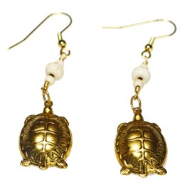 Elaine Coyne Antique Gold Sea Turtle Earrings - Riverstone