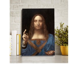 DECORARTS - Portrait Of Christ in Salvator Mundi by Leonardo Da Vinci. Giclee Prints on Acid Free Cotton Canvas, Stretched Canvas Wall Art. 12x18 in