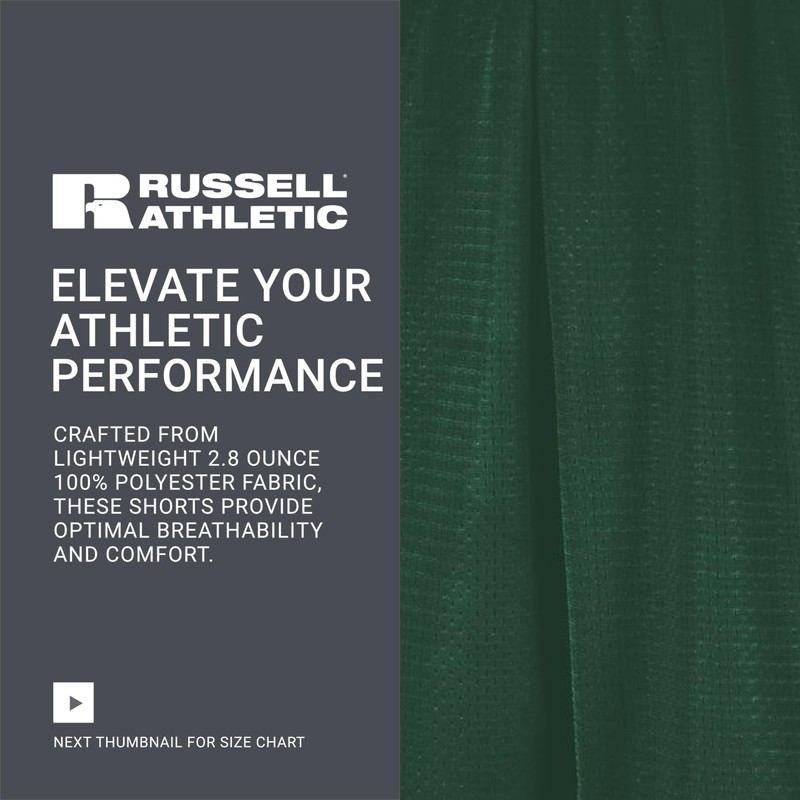Russell Athletic Men's Mesh Pocket Shorts, Dark Green, XL