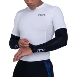 TCA Arm Sleeves with UPF 50+, Anti-Slip, All-Season Arm Warmers for Men and Women Breathable Outdoor for Cycling, Running, Gaming, Compression Sleeve Arm - Black, S