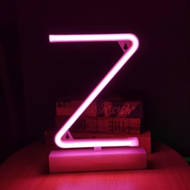 UrsaMajor Z Letter Pink Neon Signs Led Neon Light up Decorative Art Lights Battery/USB Operated for Home Shop Bar Baby Shower Birthday Wedding Party,Christmas Gifts