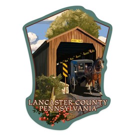Die Cut Sticker Lancaster County, Pennsylvania, Covered Bridge, Contour Vinyl Sticker 1 to 3 inches (Waterproof Decal for Cars, Water Bottles, Laptops, Coolers), Small