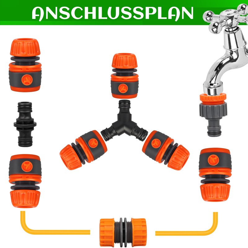 Hose Coupling Set of 3 13 mm Hose Connector with