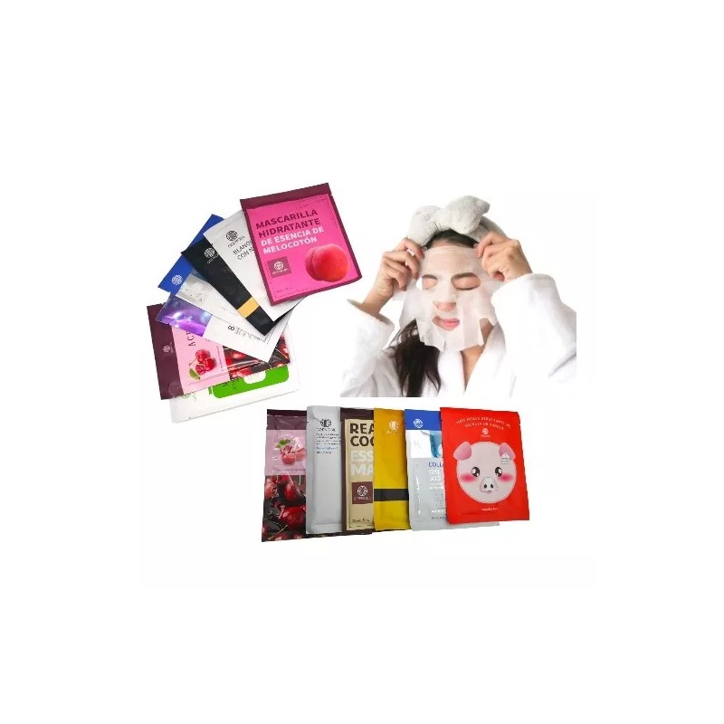 Eco R Pack 50 Mascarillas Tela Facial Hidratante Cuidado Piel