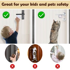 Child Proof Door Lever Locks, 8-Pack Door Handle Locks for Baby Safety and Deter Pet Opening The Door, 3 Colors No Drilling Baby Proofing Door Locks (Black)