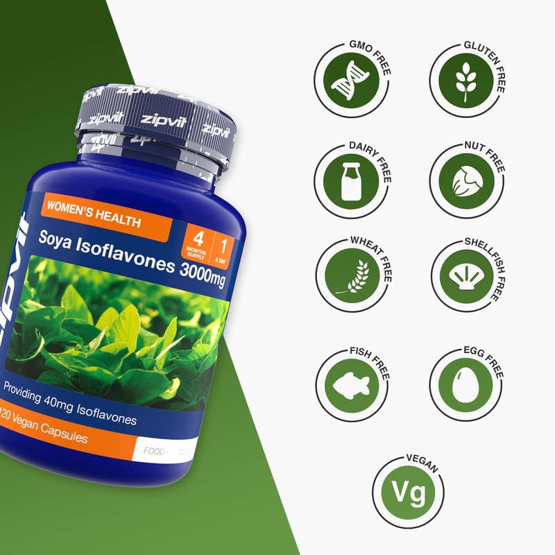 Zipvit SOYA Isoflavones 3,000mg, High Strength SOYA Bean Extract 40mg