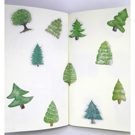 Scrapbooking Stickers(46pcs), Fecsam Forest Trees Sticker Pack, Decorative Stickers for Scrapbook, Journaling Bullet Jounal Supplies, Planners, Water Bottles, Laptop, Suitcase, Kid DIY Art Crafts