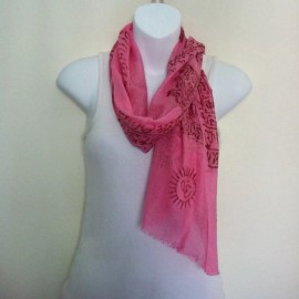 "Handmade" Om Hippie Yoga Scarves Light Meditation Prayer Pink Cotton Scarf Handmade Nepal