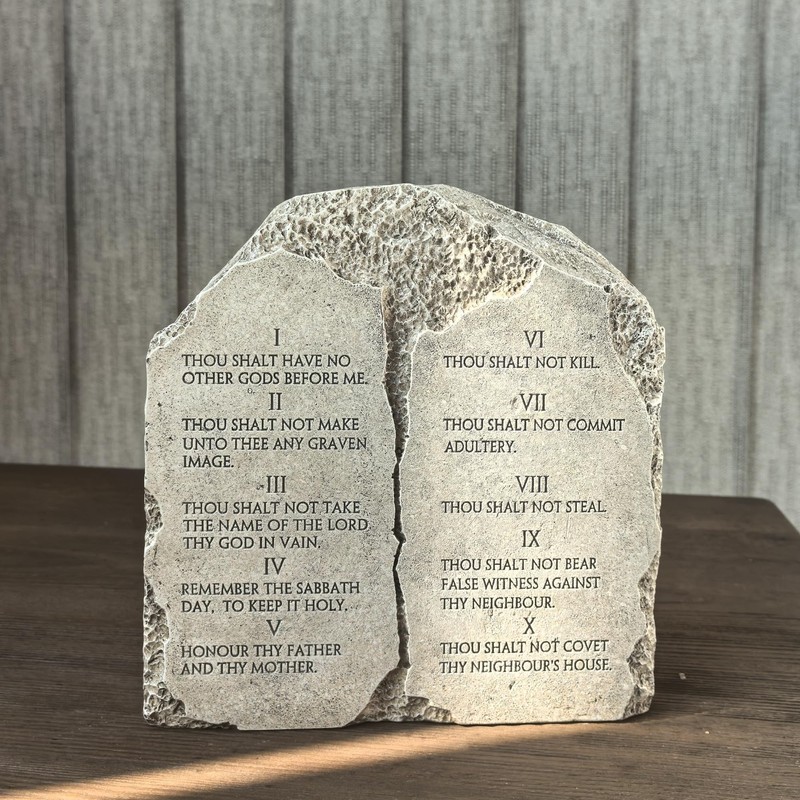 ShineOnAngel Ten Commandments Tabletop Decor - 6.8-Inch Stone Effect Religious