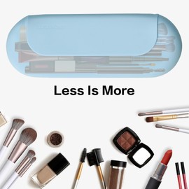 LuBanOne - Soporte para brochas de maquillaje, cierre magnético, organizador de brochas de maquillaje, bolsa de maquillaje, accesorios de viaje (azul)
