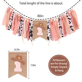 Banner de silla alta para primer cumpleaños, rodeo de vaca para decoración de tela de fiesta, decoración de tartas, baby shower, guirnalda de telón para accesorios de fotos