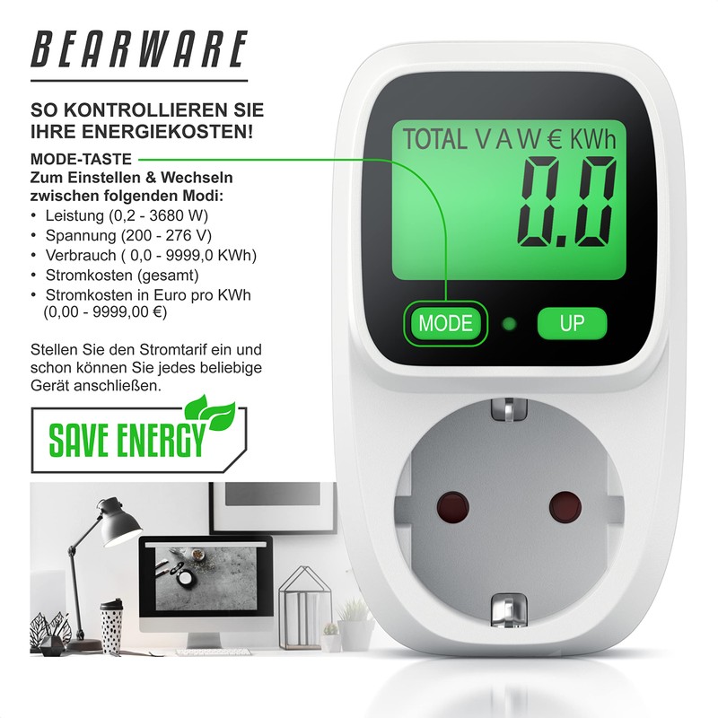 CSL - Power Meter Socket with Backlight - Energy Cost