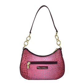 Anuschka Women's Original Hand-Painted Leather Small Convertible Hobo, Croco Embossed Berry