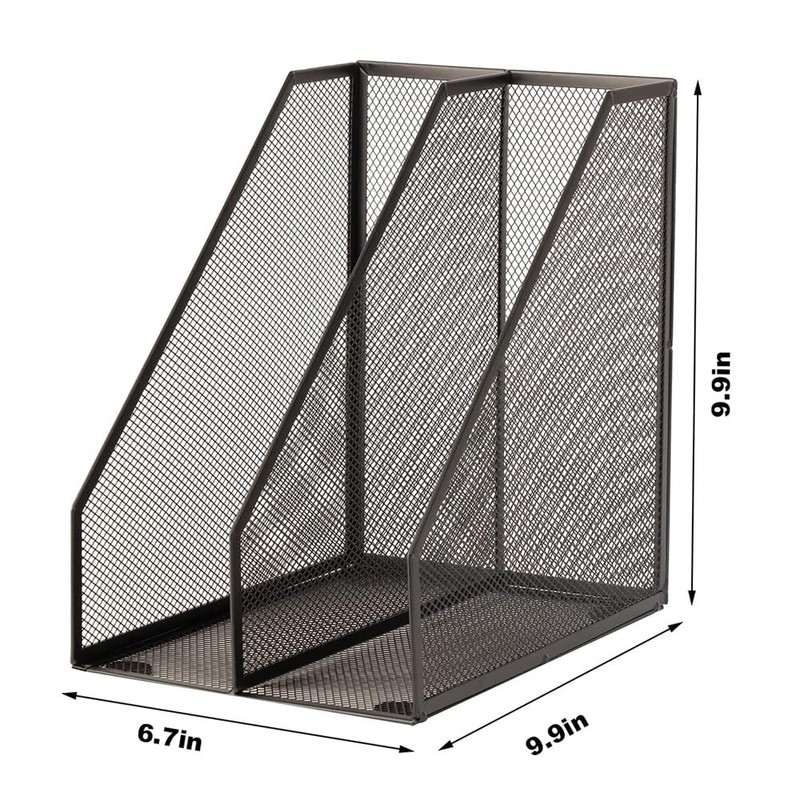 RHONZHAO 2 Set Desk Organizers, Metal Desk Magazine File Holder